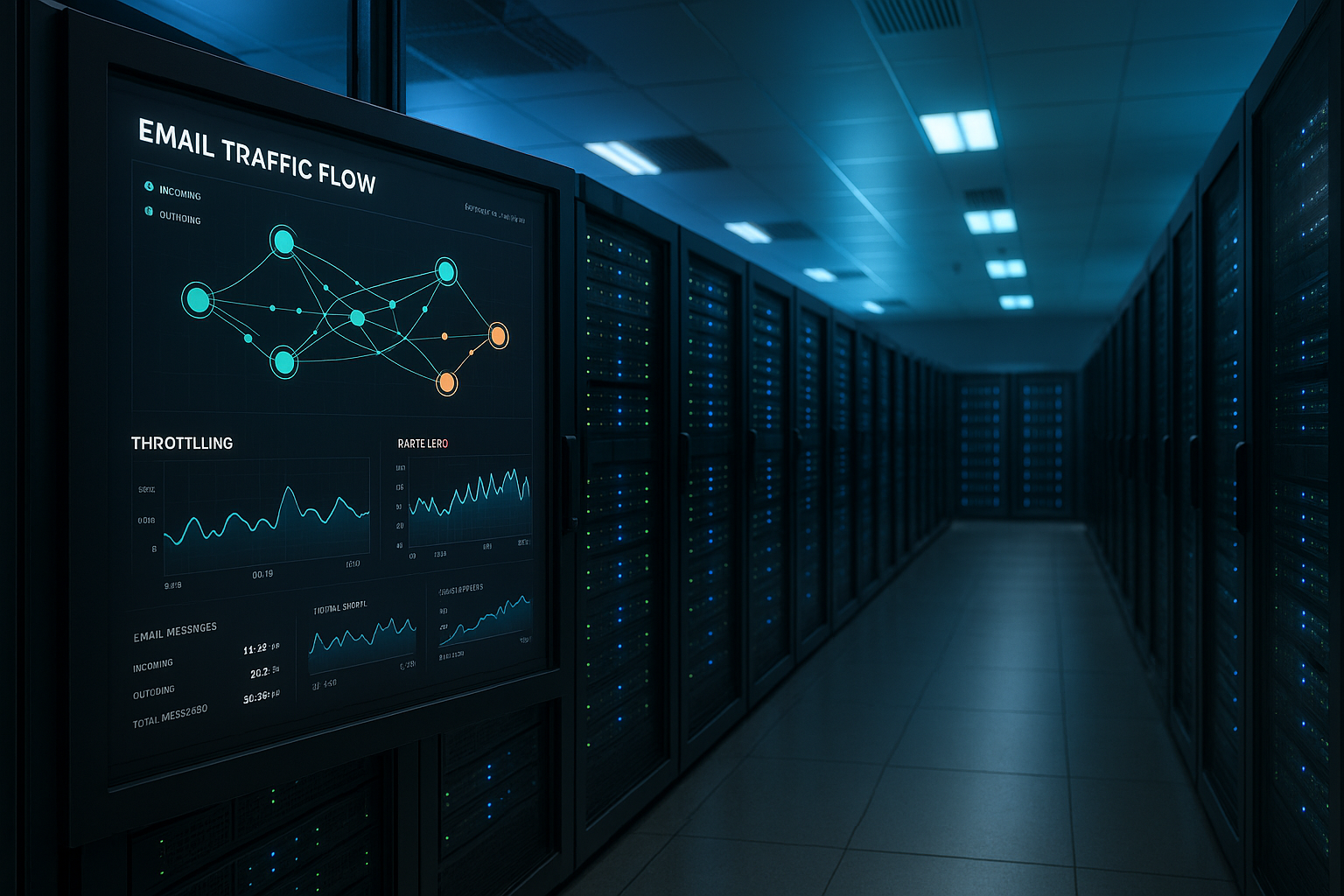 Limitação do servidor de correio eletrónico e limites SMTP na infraestrutura de alojamento com ecrãs de monitorização