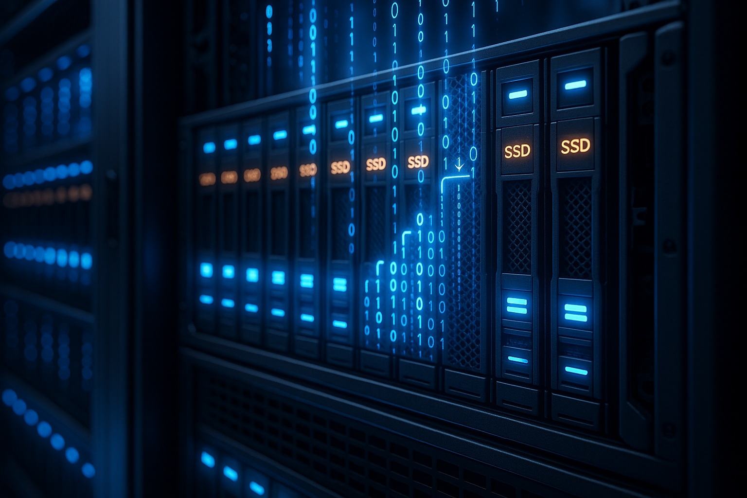 Server med övervakning av diskarnas kölängd i datacenter