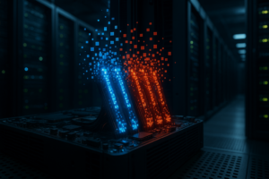 Minnesfragmentering i serverdrift visualiseras av fragmenterat RAM-minne