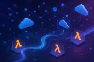 Serverloze computerarchitectuur met genetwerkte cloudnodes en gebeurtenisgestuurde datastromen