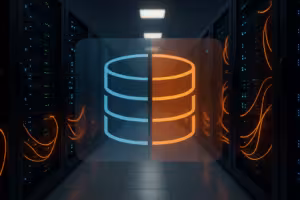 Centro dati con server di database e architettura cluster split
