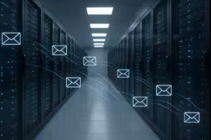 Центр обработки данных со стойками для почтовых серверов для безотказной работы электронной почты