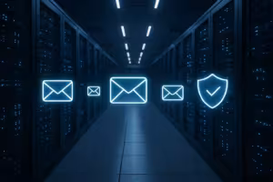 Server di posta moderno con funzioni di sicurezza SPF e DMARC visualizzate