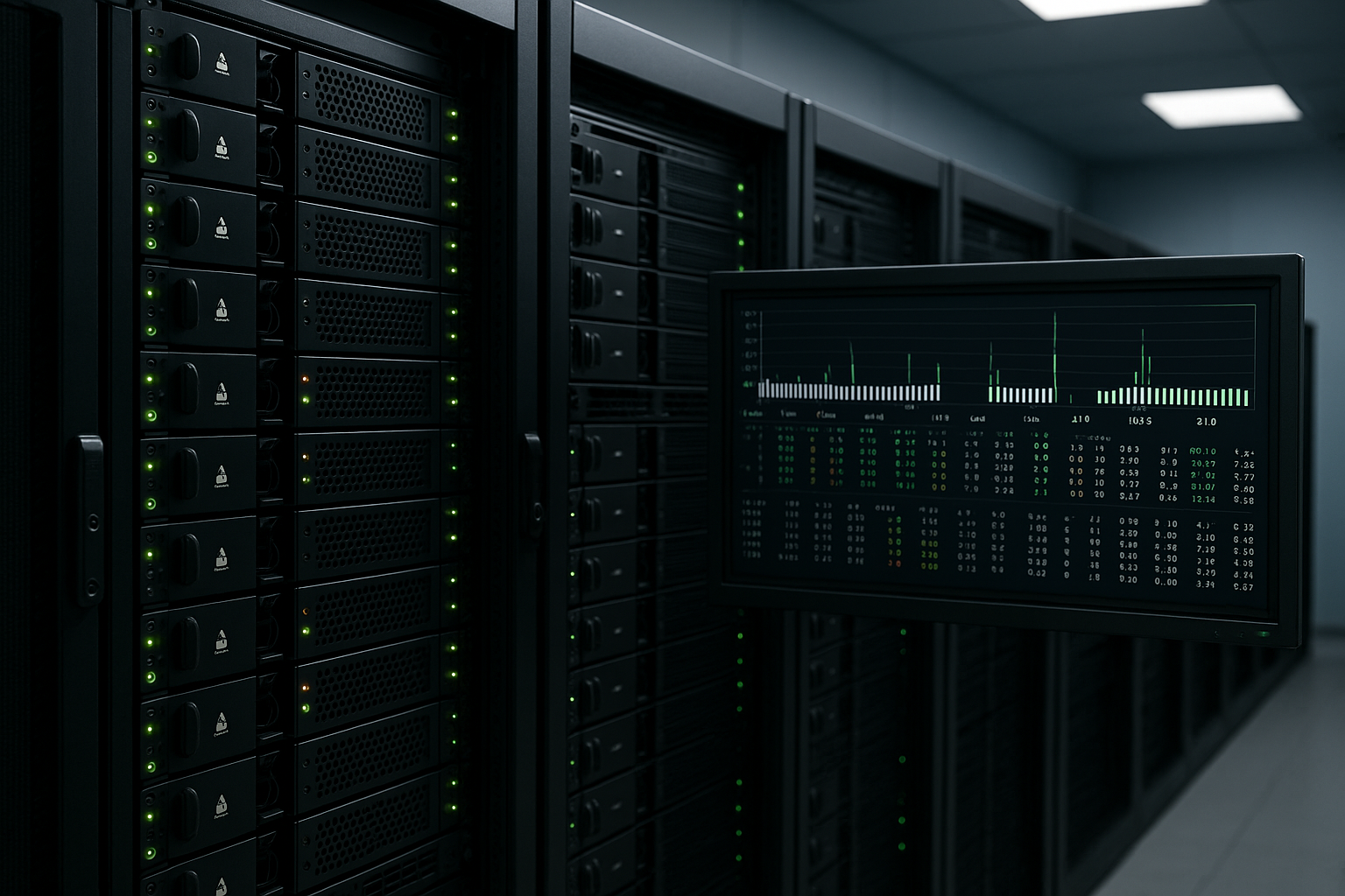 Serwer Linux z analizą iostat i vmstat I/O wait na monitorze