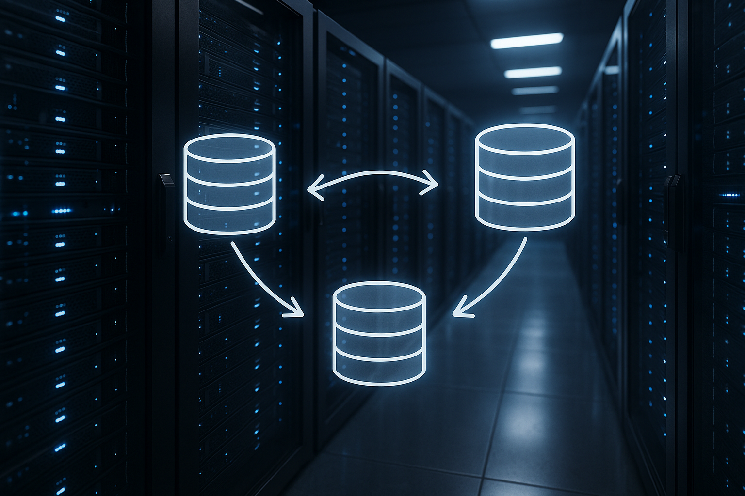 Datacenter met databaseservers en automatisch failover-concept