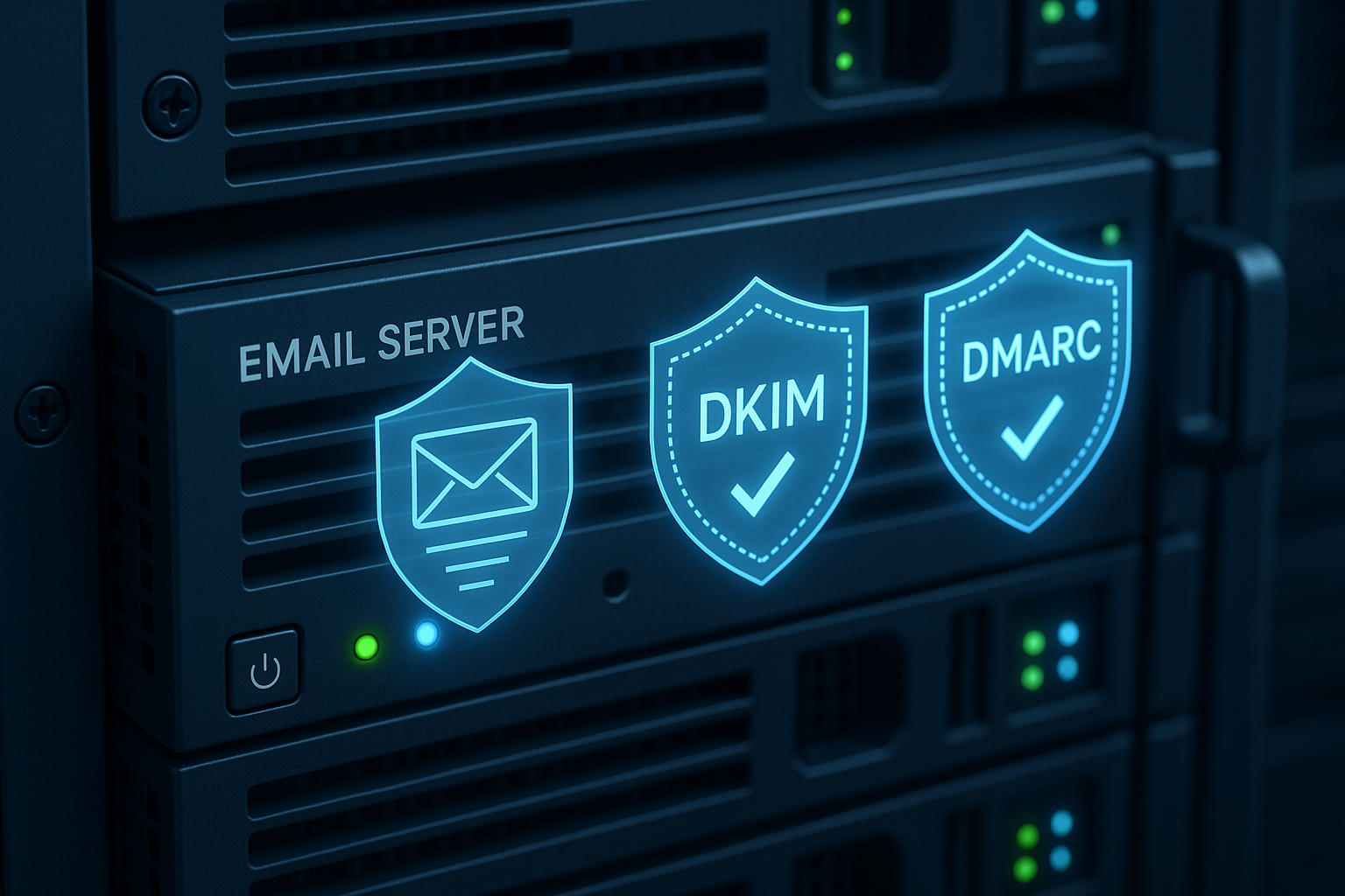 Mailserver med DKIM-tilpasning og DMARC-beskyttelse i datacentret