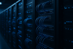 Modernt datacenter med kraftfulla DNS-servrar för hög sökprestanda