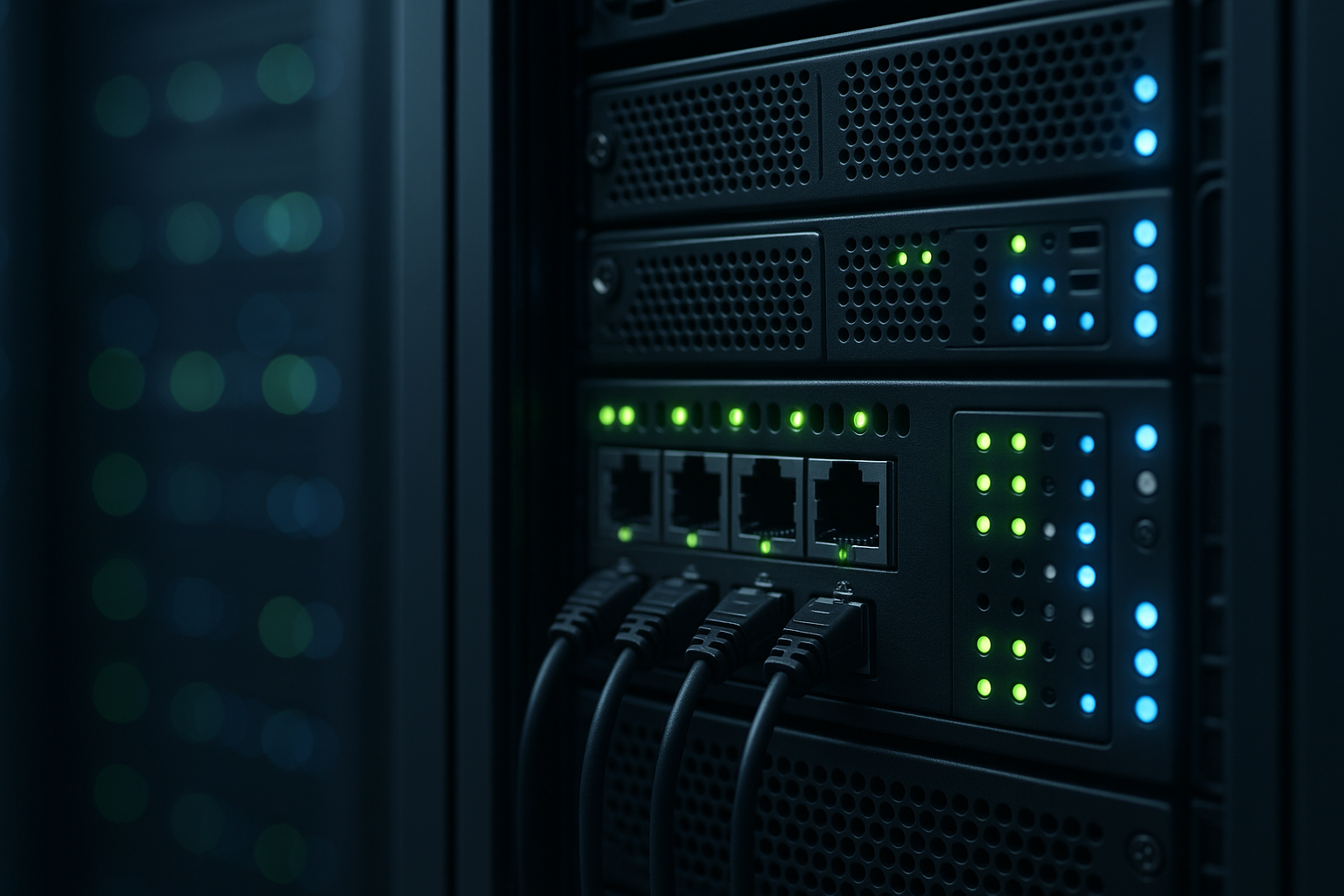Serverrack in datacenter met TLS-encryptie en Perfect Forward Secrecy