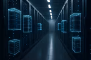 Serverracks met gevisualiseerde CageFS-bestandssysteemisolatie bij CloudLinux-hosting
