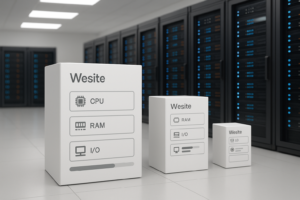 Serveromgeving met gevisualiseerde CloudLinux LVE-limieten voor hosting