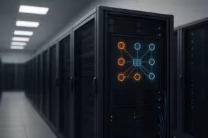 CPU負荷が均等に分散されたホスティングサーバーのフォトリアリスティックなレンダリング