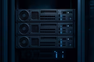 Moderne serverrack med CloudLinux OS-hostingmiljø