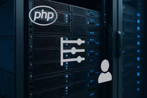 最新鋭のデータセンターに設置された、CloudLinuxホスティングとPHPセレクターを備えたサーバーラック