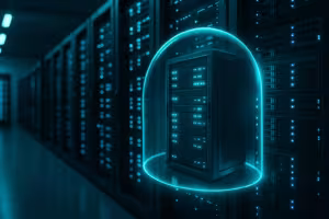 Fotorealistiske serverracks med visualiseret procesisolering i et CloudLinux-hostingmiljø