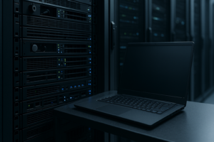 Modernes Serverrack im Rechenzentrum für CPU-Optimierung