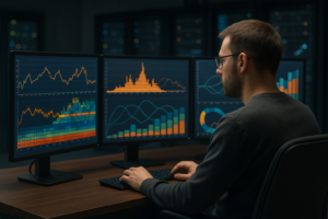Systemadministrator analyserer CPU-flaskehalse på skærme ved hjælp af Linux Perf-værktøjet