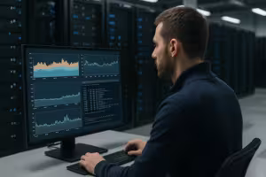Linux-beheerder analyseert historische serverprestaties in een datacenter