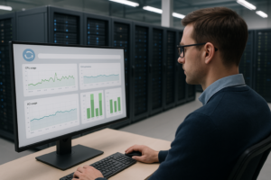Administrator monitors CloudLinux LVE Manager limits on servers in the data center
