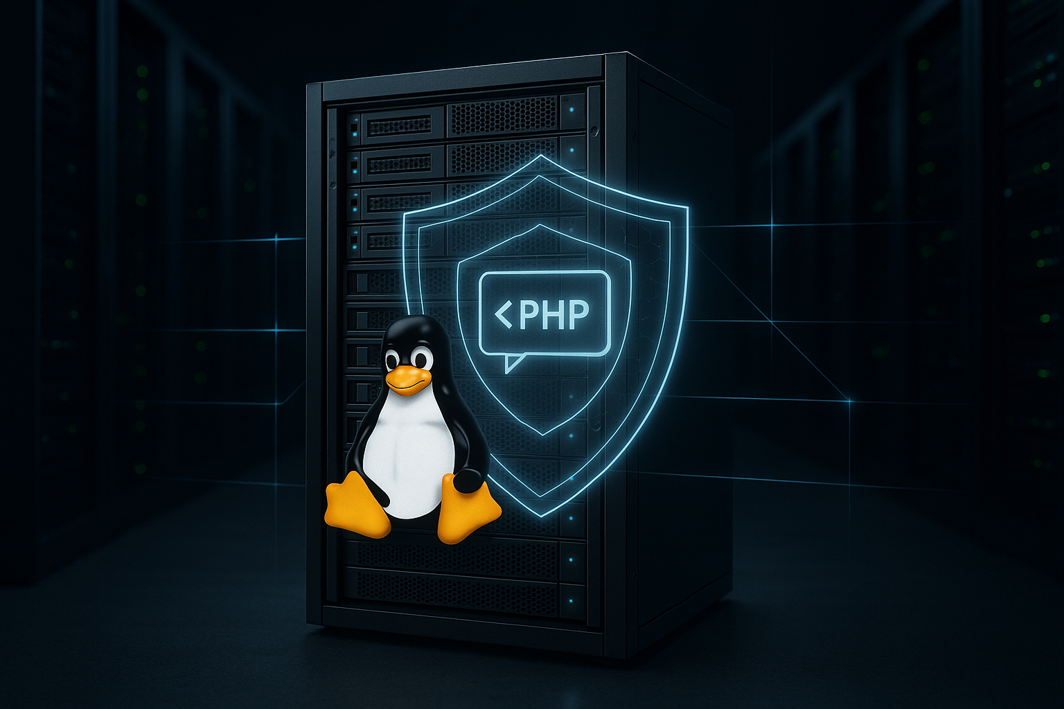 Fotorealistische server met digitaal schild voor PHP-beveiliging