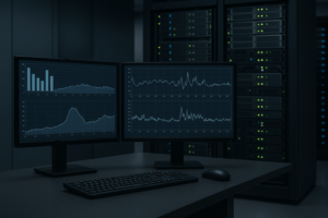Server Racks and Monitor with Linux Kernel Tracepoint Performance Analysis