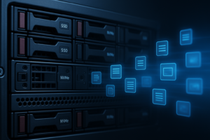 Serverrack mit MariaDB Datenbank und optimierten Flush Methoden