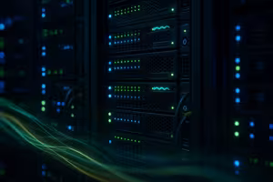 NGINX-webserver in een modern datacenter met gevisualiseerde gegevensstromen