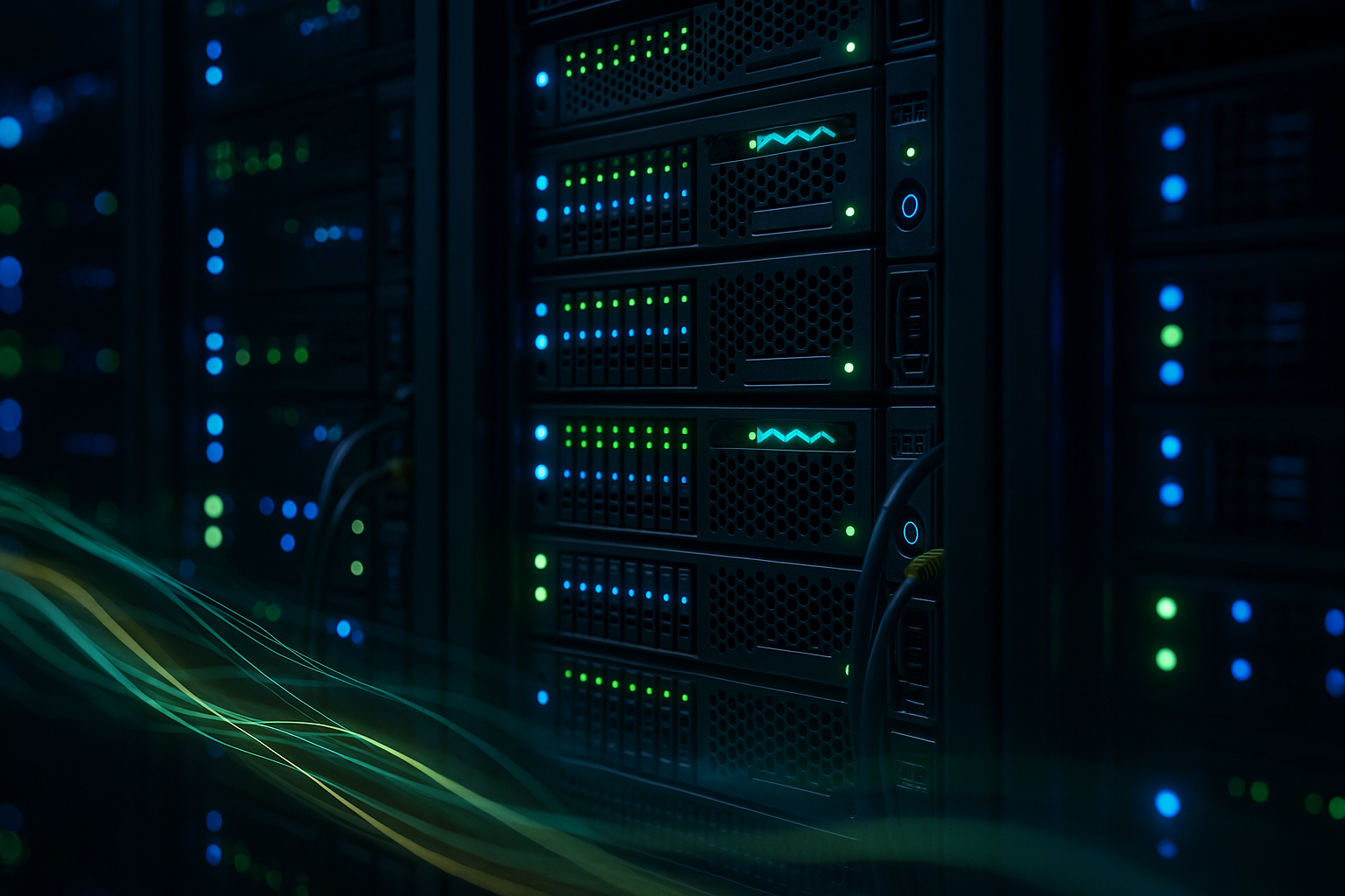 NGINX-webserver in een modern datacenter met gevisualiseerde gegevensstromen