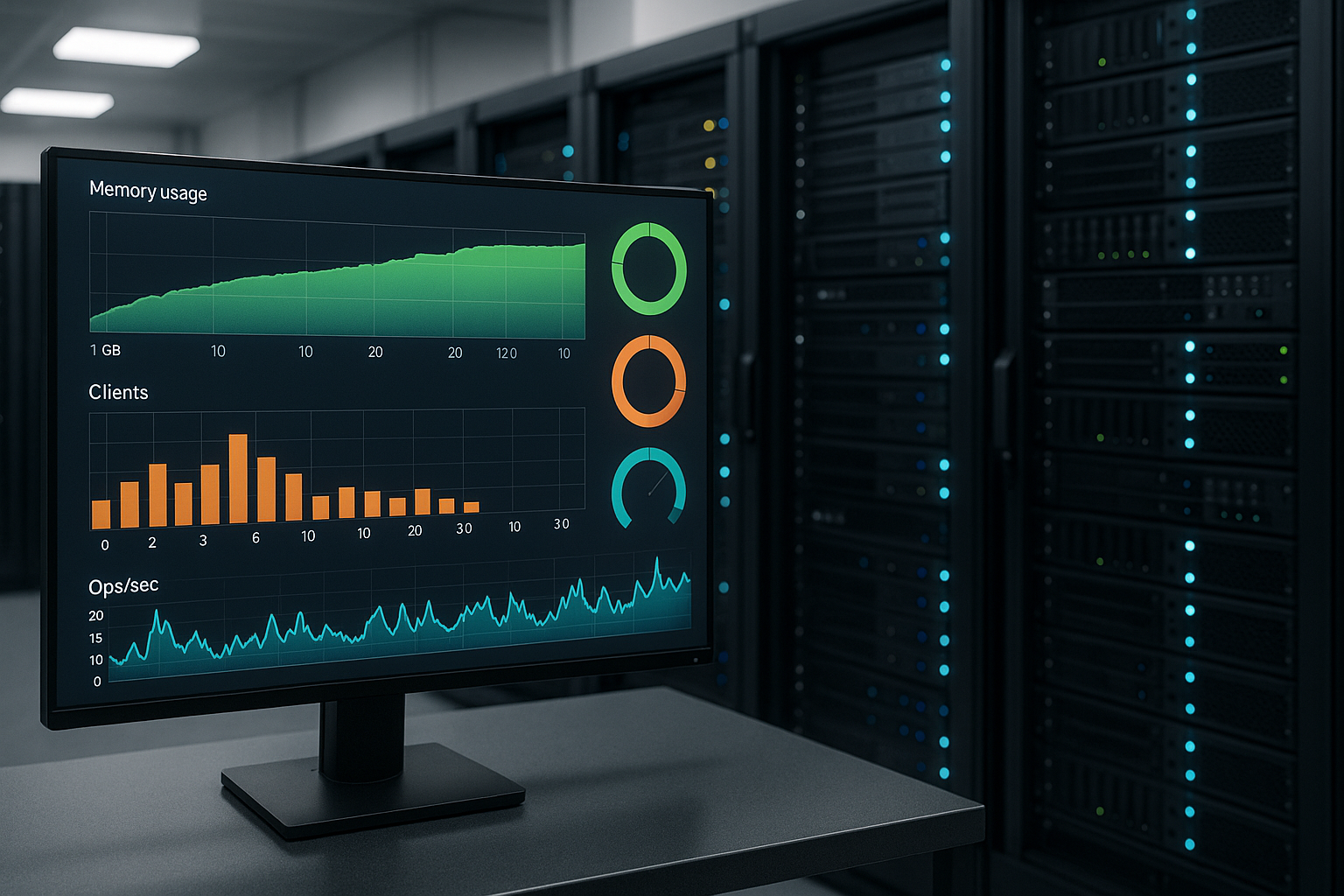 Professioneel Redis-monitoringdashboard voor moderne serverracks