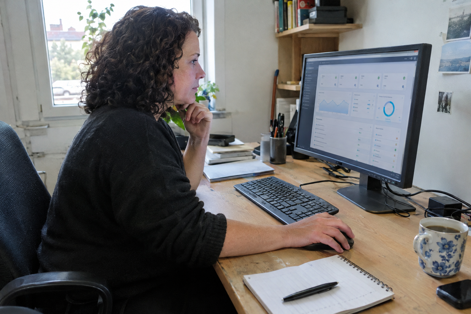 De beheerder controleert op een werkplek de PHP-instellingen van een webproject.